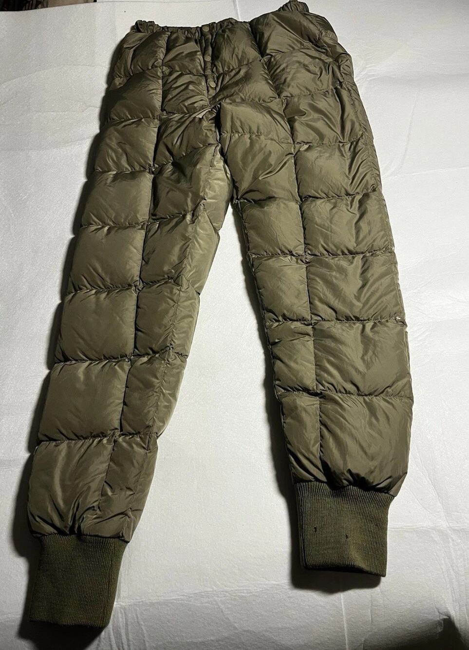 Vintage Cabelas Prmr Northern Goose Down Pants Mens L Tall Olive Puffer Hunting